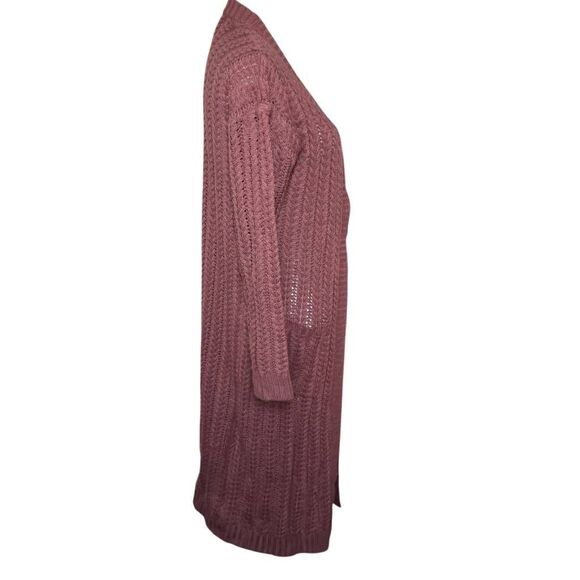 Pink Rose Women's Size Large Reddish Brown Long Woven Cardigan - Picture 5 of 5